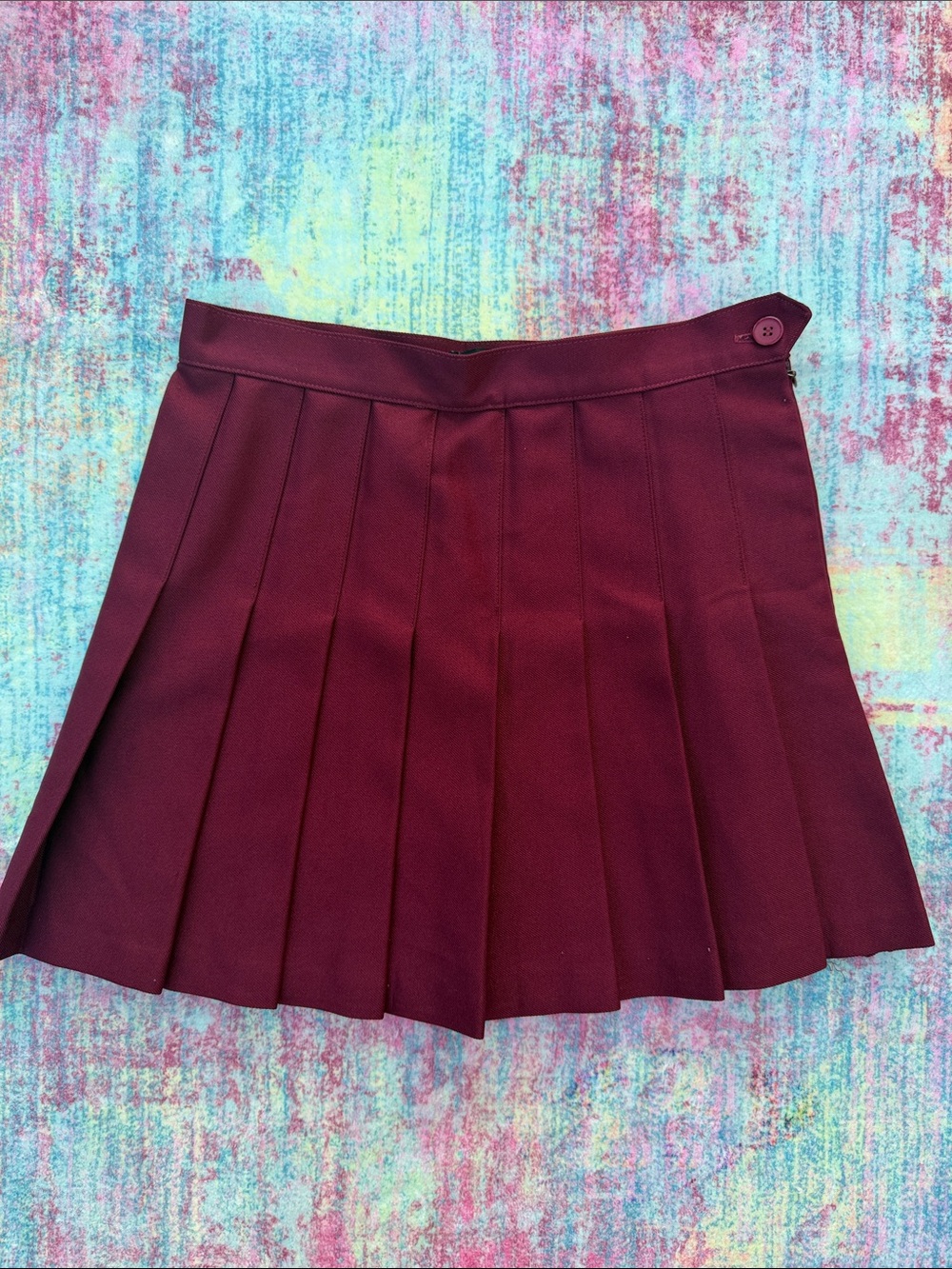 American Apparel Pleated Mini Skirt in Burgundy